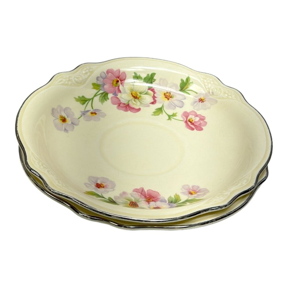 Fluffy Rose 2 Bread & Butter 6" Plates by Homer Laughlin Virginia Rose